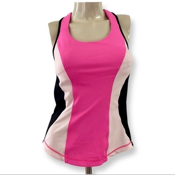lululemon athletica Tops - Lululemon black and pink sports built in bra tank top with back pocket.